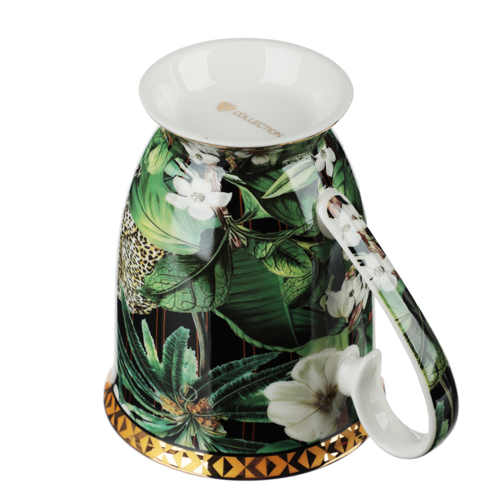 BY COLLECTION Джангл Кружка 320мл, костяной фарфор, чёрный, арт.№ 802-143