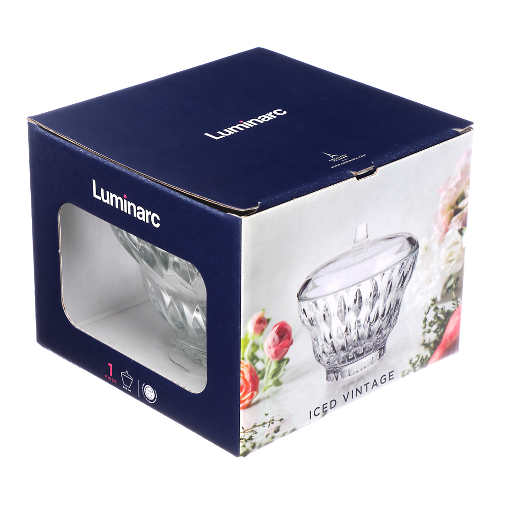 LUMINARC Сахарница с крышкой Айсд Диамант/Айсд Винтаж, стекло, 2 дизайна, арт.№ 828-492