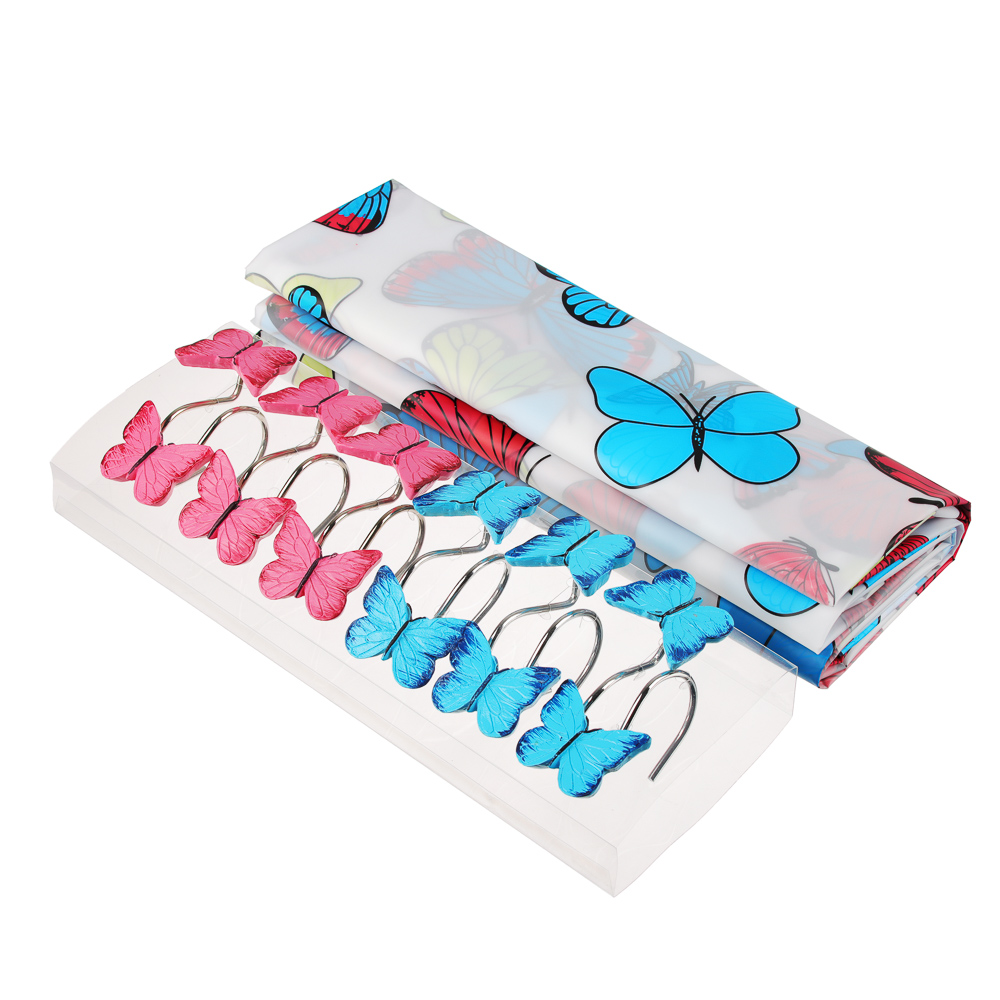 VETTA Шторка для ванной с декоративными кольцами, ПЕВА, 180x180см, 3 дизайна, арт.№ 461-526