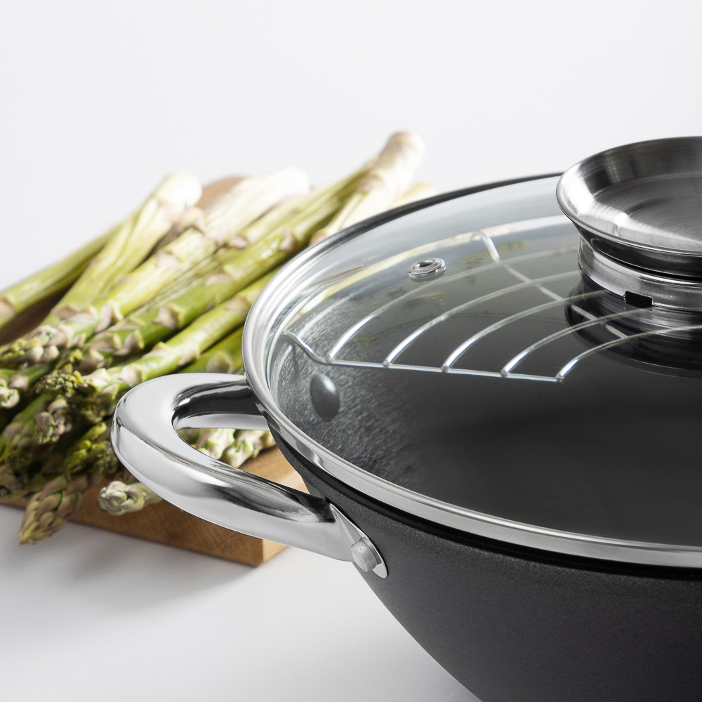 SATOSHI Казан чугун,26см,3л,антипр.покр,решетка,стекл.крыш,нейлон.лопатка,бамб.палочки,индукция, арт.№ 808-029