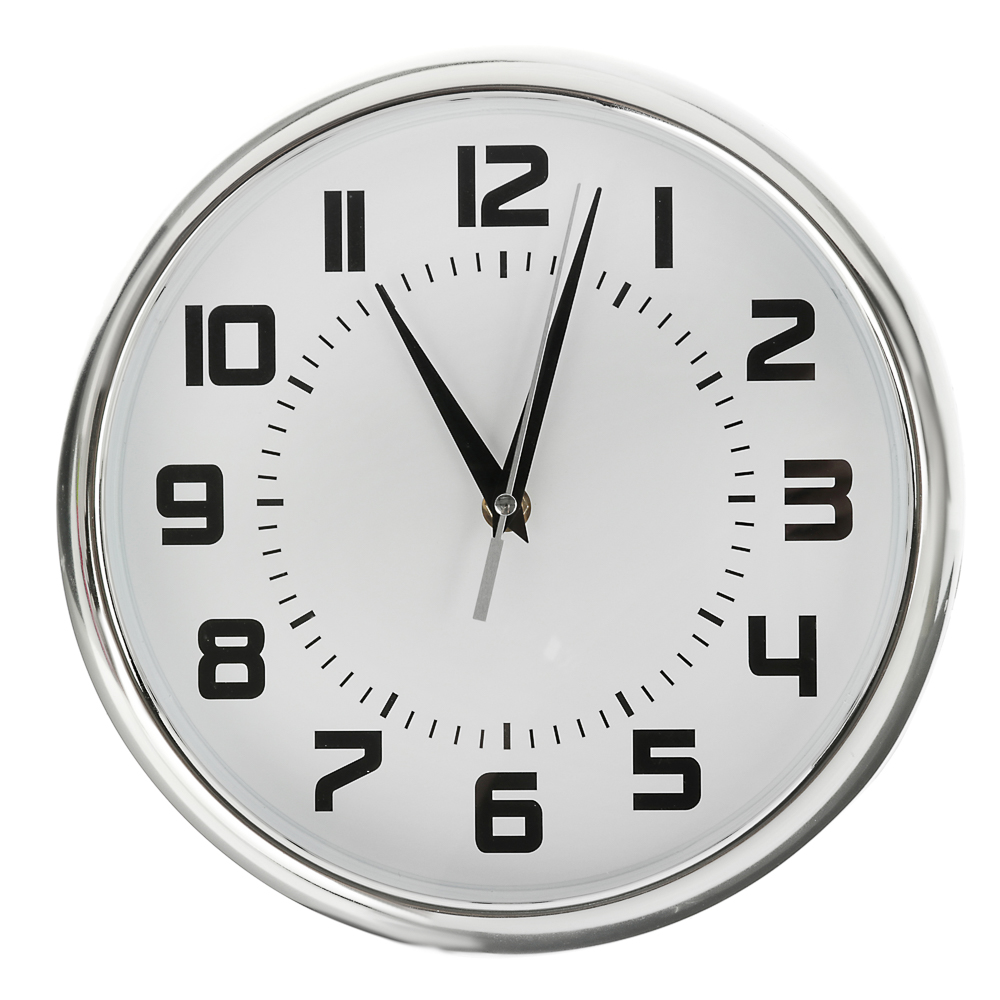 LADECOR CHRONO Часы настенные, 25 см, в хромированном канте, белые, пластик, 1хАА, арт.№ 581-940