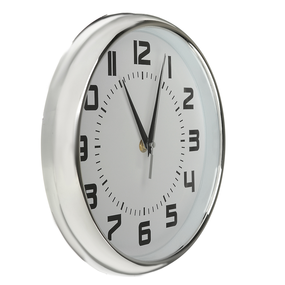 LADECOR CHRONO Часы настенные, 25 см, в хромированном канте, белые, пластик, 1хАА, арт.№ 581-940