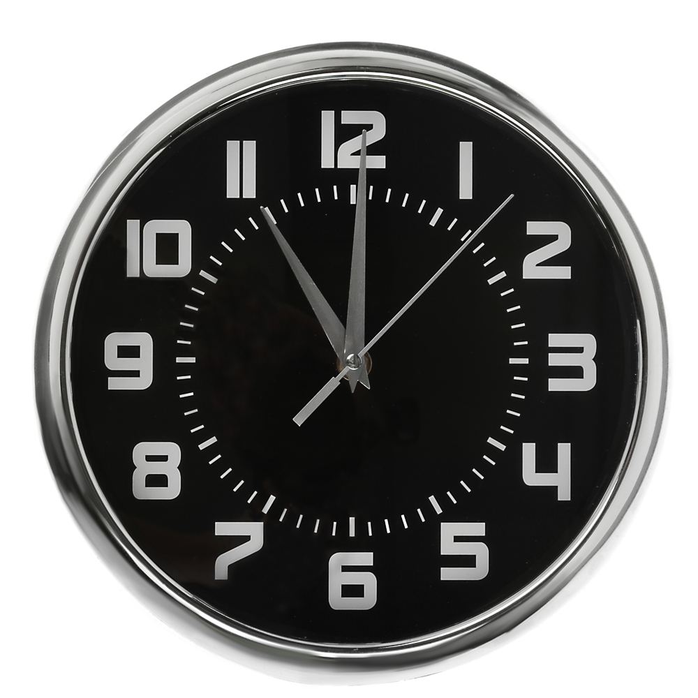 LADECOR CHRONO Часы настенные, 25 см, в хромированном канте, черные, пластик, 1хАА, арт.№ 581-941