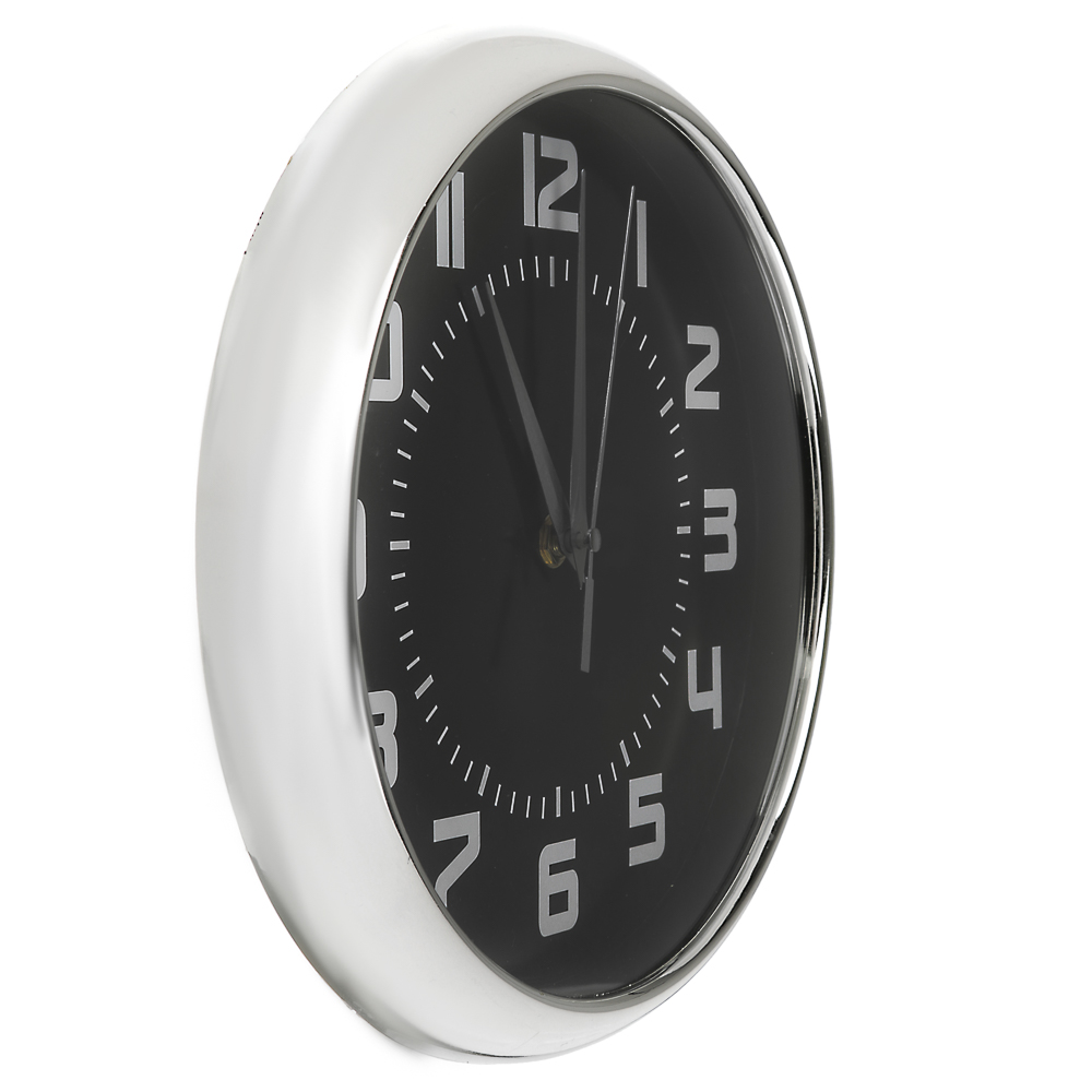 LADECOR CHRONO Часы настенные, 25 см, в хромированном канте, черные, пластик, 1хАА, арт.№ 581-941