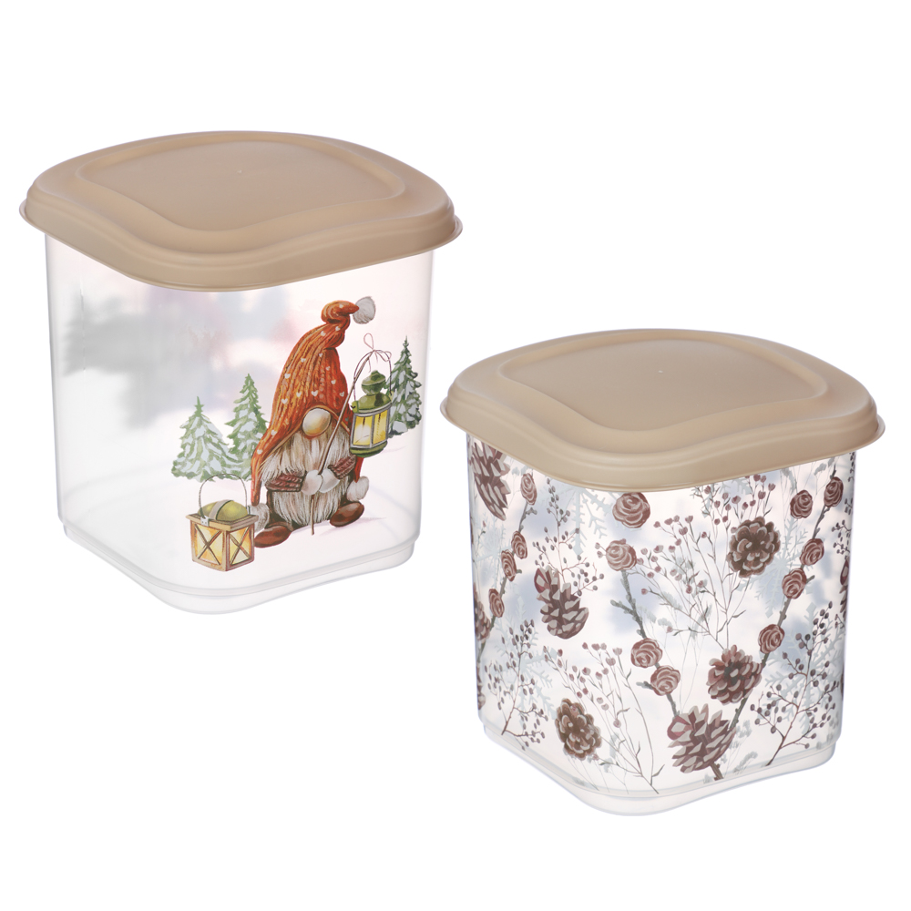 Шишки, Гном Емкость для сыпучих продуктов 1,1л, пластик, 2 дизайна, арт.№ 861-471