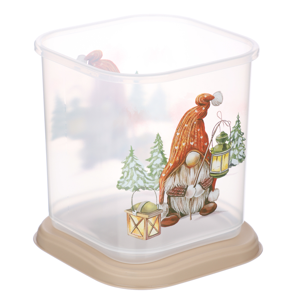 Шишки, Гном Емкость для сыпучих продуктов 1,1л, пластик, 2 дизайна, арт.№ 861-471