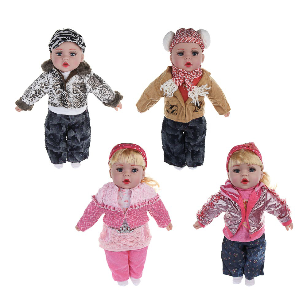 ИГРОЛЕНД Пупс мягкое тело, звук, 45 см, пластик, полиэстер, 3хAG13, 4 диз., арт.№ 267-735