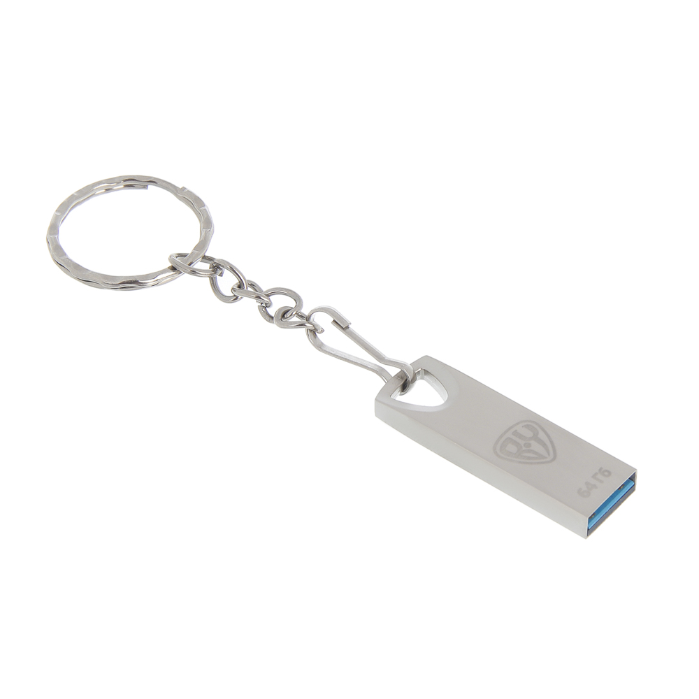 Флеш-карта USB3.0 BY 64Гб, брелок, металл, серебристый, арт.№ 405-002