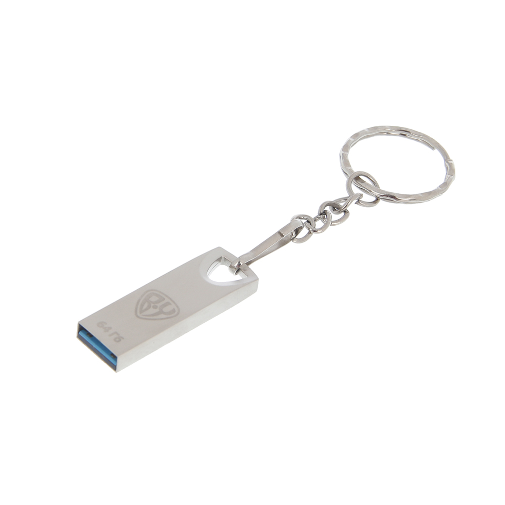Флеш-карта USB3.0 BY 64Гб, брелок, металл, серебристый, арт.№ 405-002