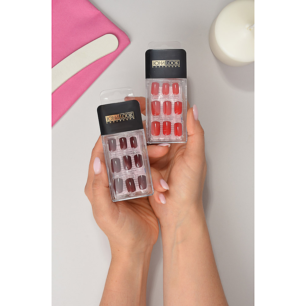 ЮНИLOOK Набор накладных ногтей на клеевой основе, 24 пластины, 6-12 цветов, арт.№ 305-315