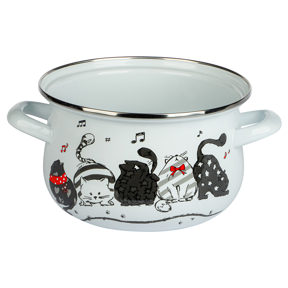 VETTA Хвостатые друзья Кастрюля эмалированная, 18см, 2,0л, индукция, арт.№ 894-541