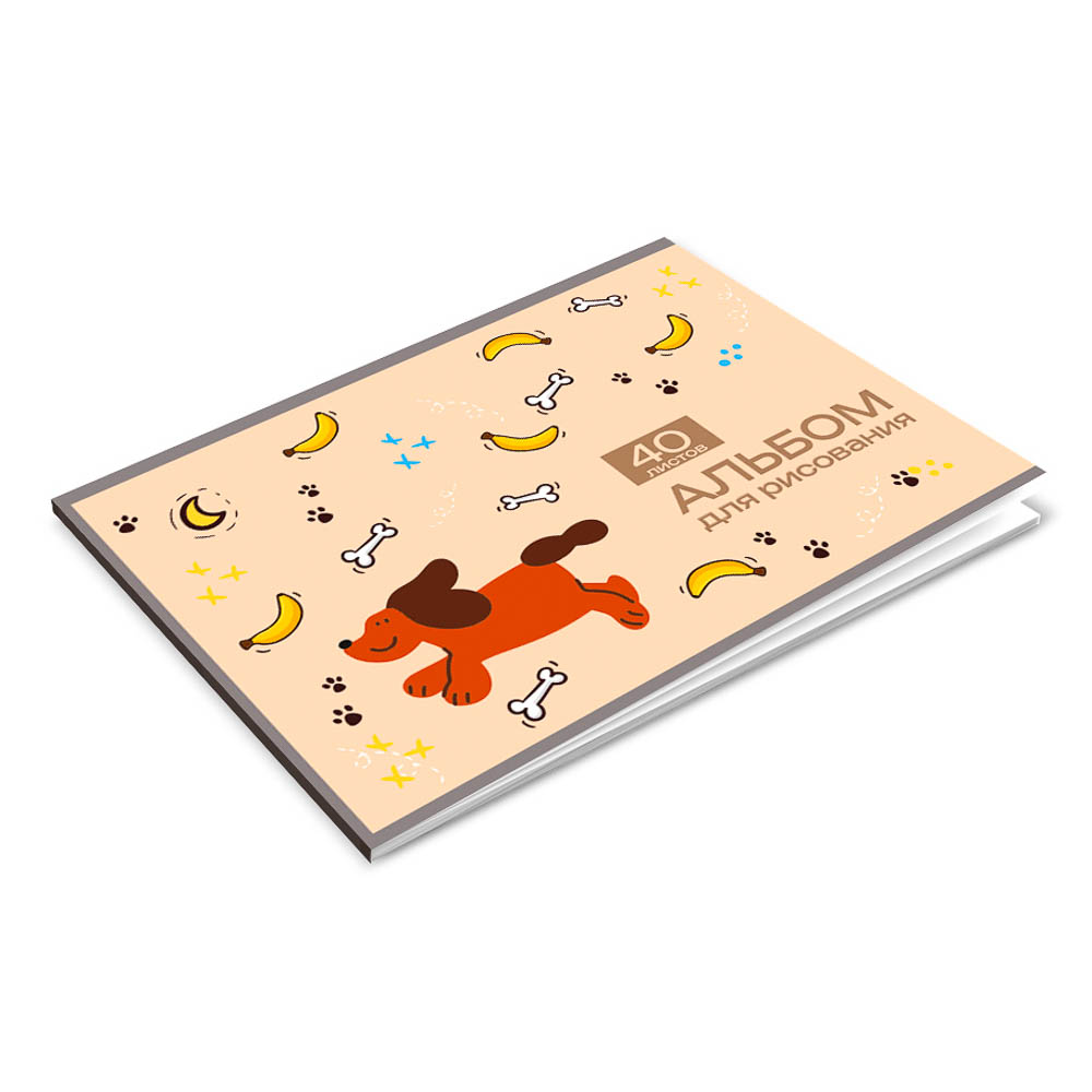 Альбом для рисования А4, 40 листов, обложка картон, скрепка "Минисо Стайл", 2 диз., арт.№ 524-332