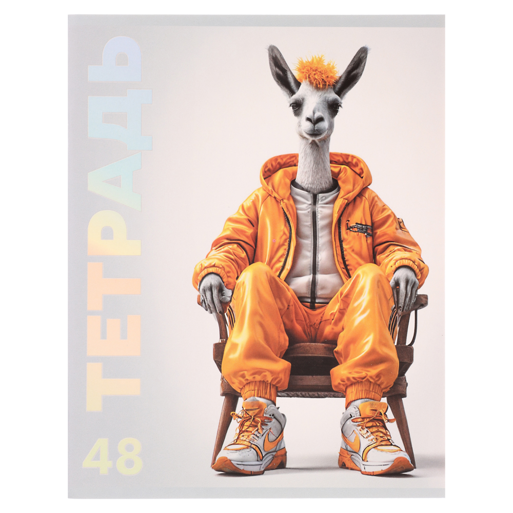 Тетрадь 48л. ClipStudio А5 "Звери в креслах" в клетку, офсет, обл. мел.карт., скрепка,выб лак,4 диз., арт.№ 578-169