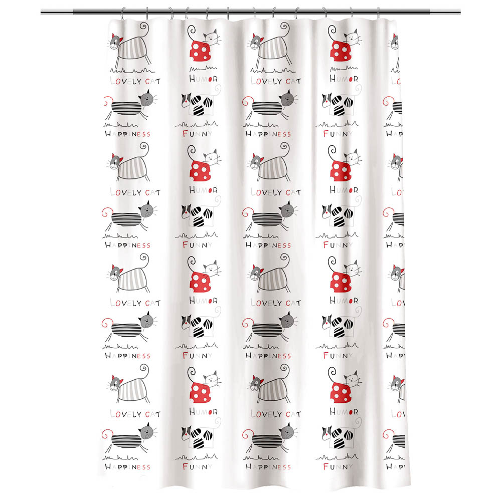 Шторка для ванной тм VETTA Веселые коты, ПЕВА 60г/м2, 180x200см, арт.№ 461-648