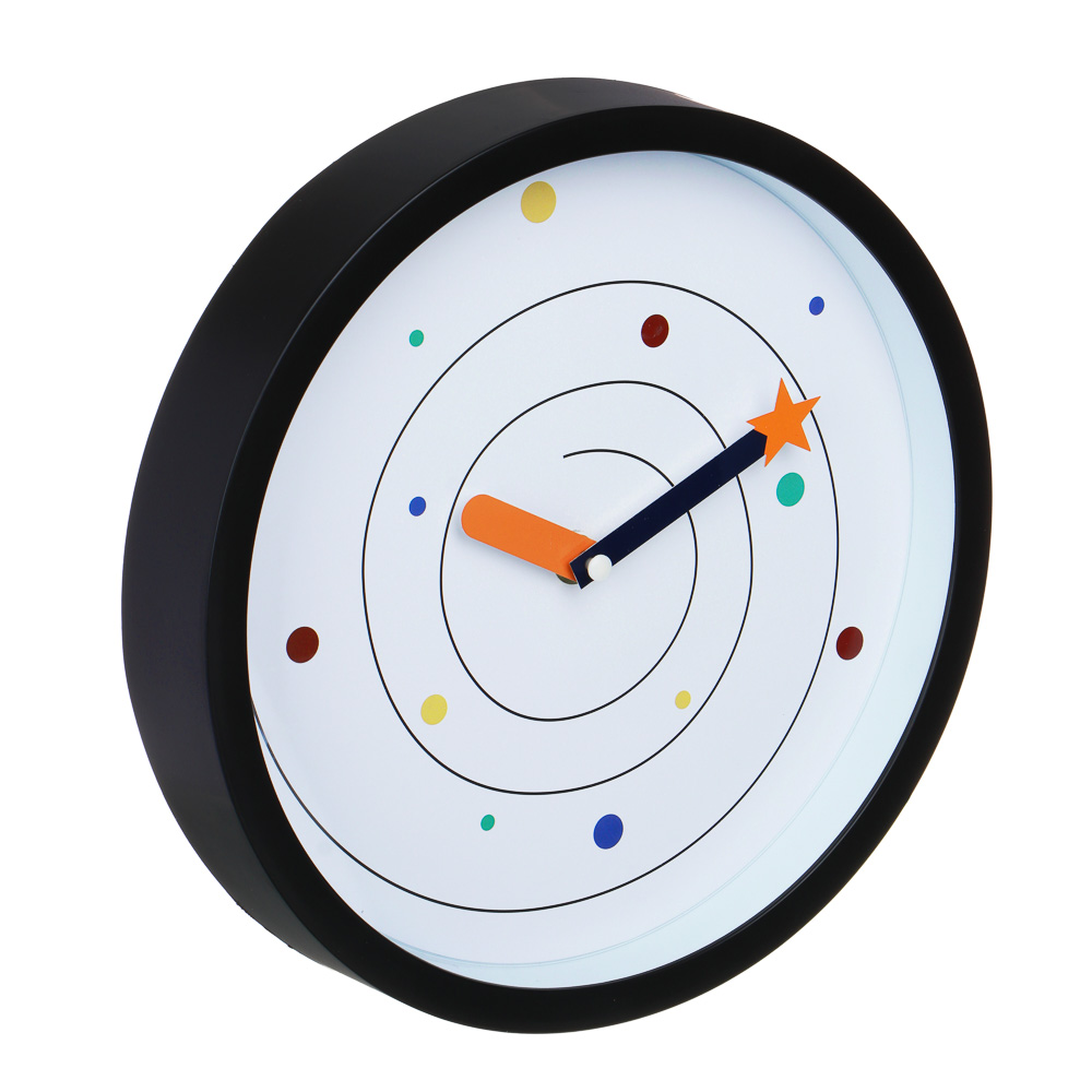 LADECOR CHRONO Часы настенные круглые, пластик, 25,4х25,4х4,2 см, 1xАА, черные, арт.2-16, арт.№ 581-247