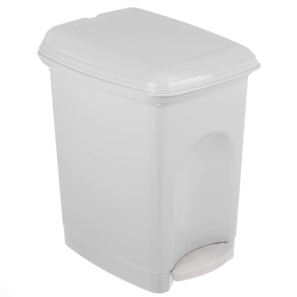 Контейнер для мусора с педалью, 7л, 19,5х23,5х28 см, цвет светло-серый, арт.№ 407-122