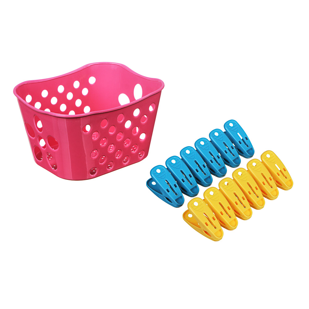 VETTA Набор прищепок 12 шт в корзинке, пластик, 4 цвета, арт.№ 453-096