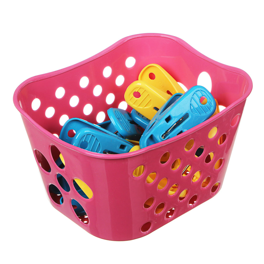 VETTA Набор прищепок 12 шт в корзинке, пластик, 4 цвета, арт.№ 453-096