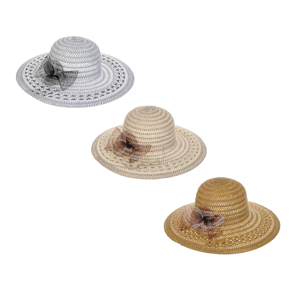 GALANTE Шляпка женская дачная с декором, р-р 56, 100% целлюлоза, 3 цвета, арт.№ 314-014