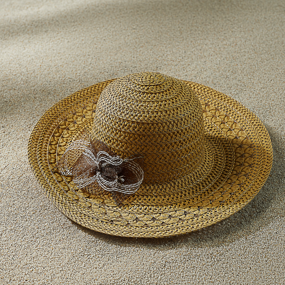 GALANTE Шляпка женская дачная с декором, р-р 56, 100% целлюлоза, 3 цвета, арт.№ 314-014