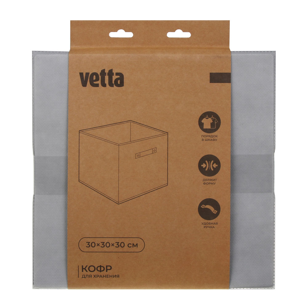Кофр для хранения тм VETTA Лофт, 30x30x30см, полипропилен, цвет серый, арт.№ 457-876