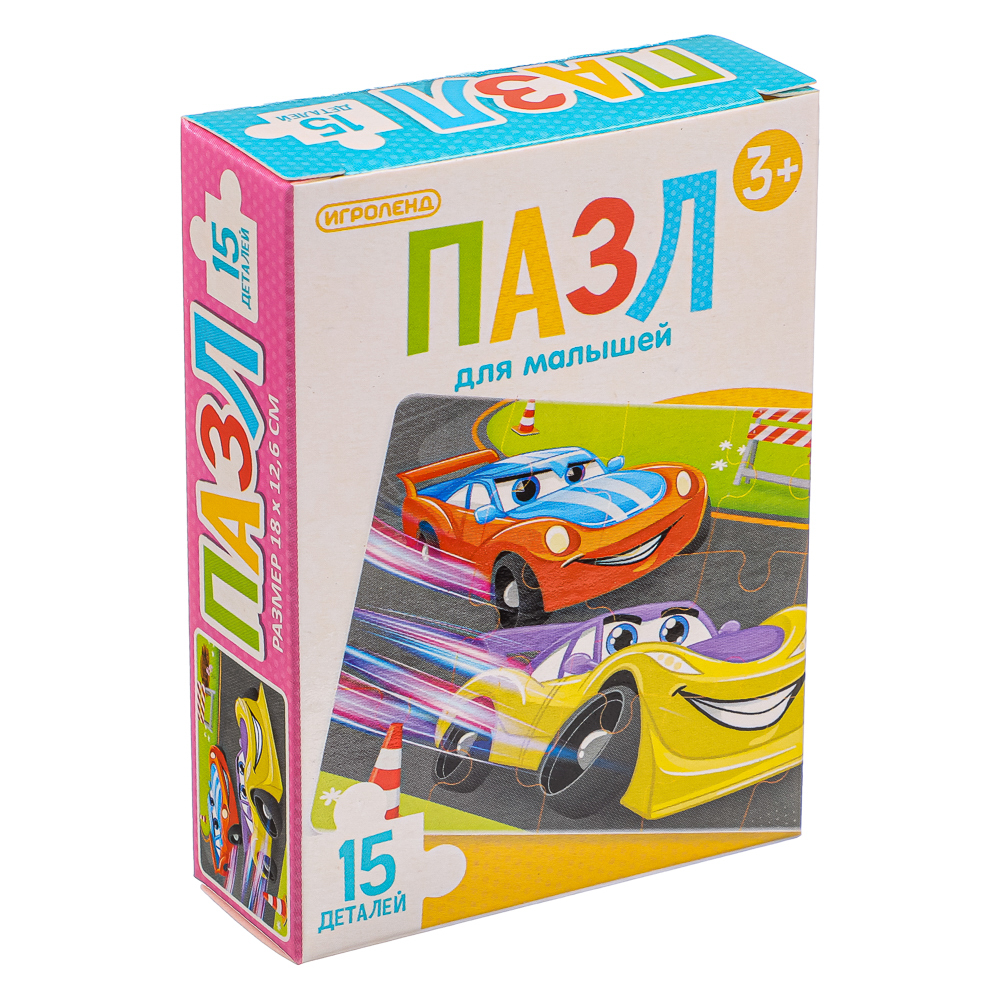 ИГРОЛЕНД Пазл 15 деталей Мультфильмы, картон, 18х13см, 8-12 дизайнов, ORIGAMI, арт.№ 898-005