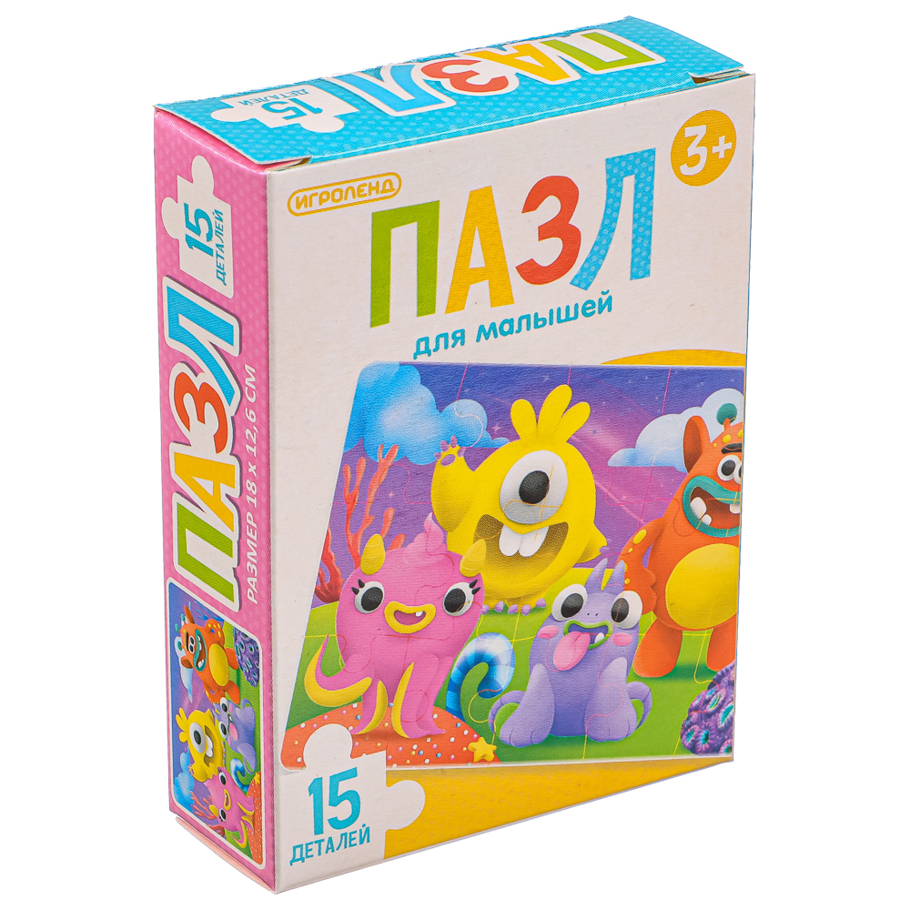 ИГРОЛЕНД Пазл 15 деталей Мультфильмы, картон, 18х13см, 8-12 дизайнов, ORIGAMI, арт.№ 898-005