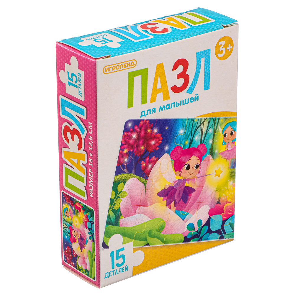 ИГРОЛЕНД Пазл 15 деталей Мультфильмы, картон, 18х13см, 8-12 дизайнов, ORIGAMI, арт.№ 898-005
