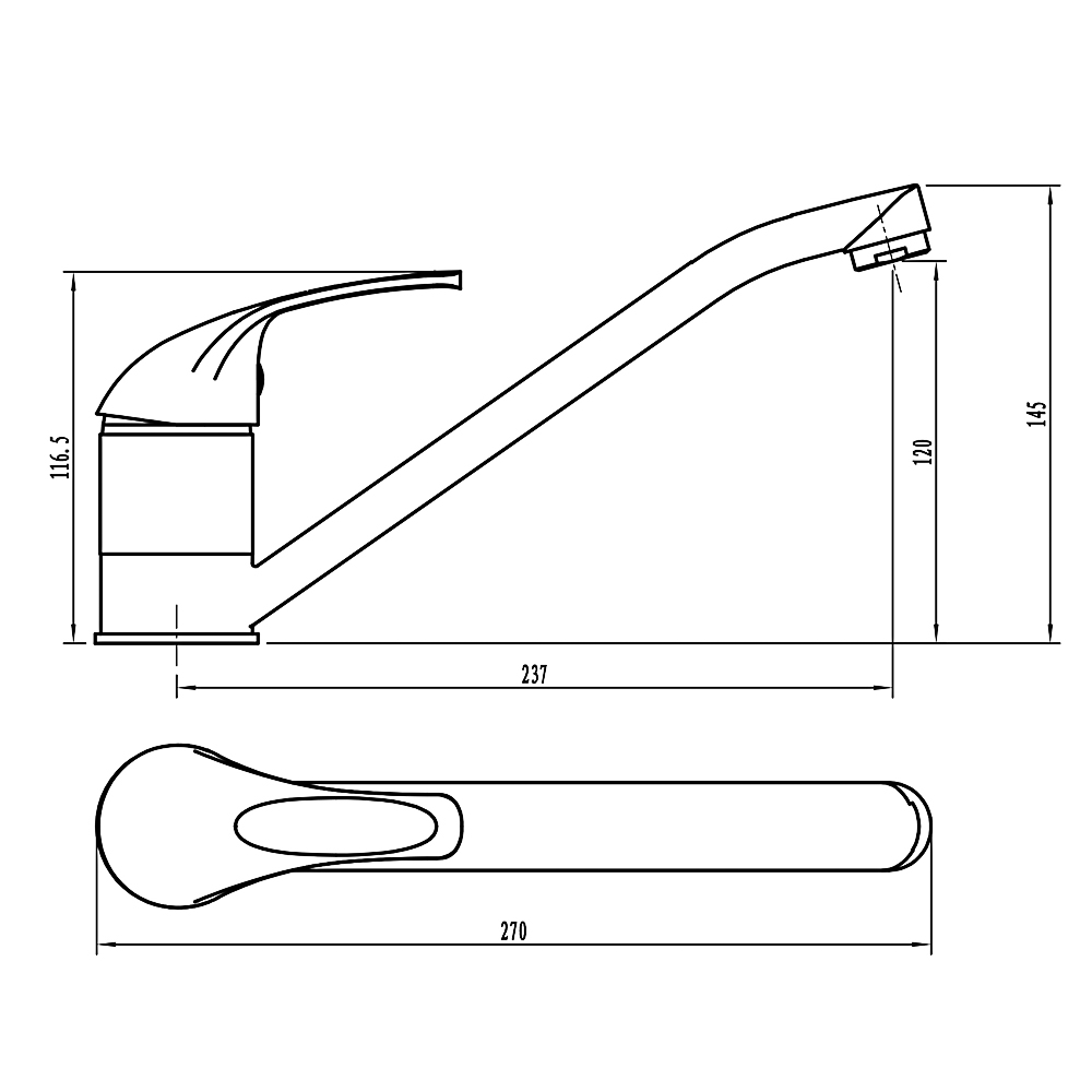 СоюзКран Смеситель для кухни, низкий излив 25см, керам. картридж 40мм, хром, цинк, SK01-I101, арт.№ 566-168