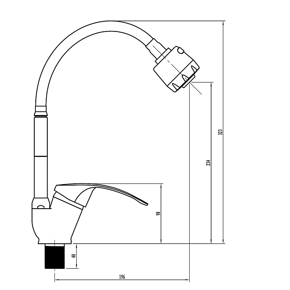 СоюзКран Смеситель для кухни, гибкий излив, керам. картридж 40мм, хром, цинк, SK01-F106, арт.№ 566-388