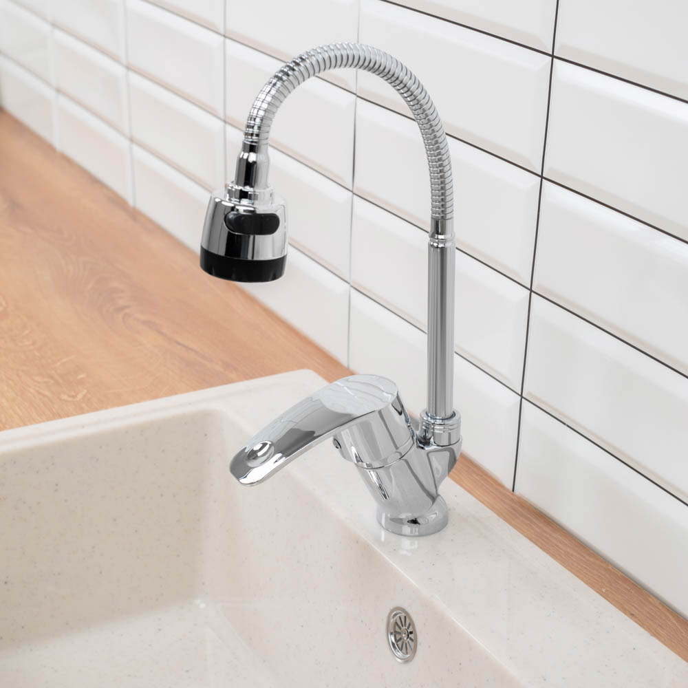 СоюзКран Смеситель для кухни, гибкий излив, керам. картридж 40мм, хром, цинк, SK01-F106, арт.№ 566-388