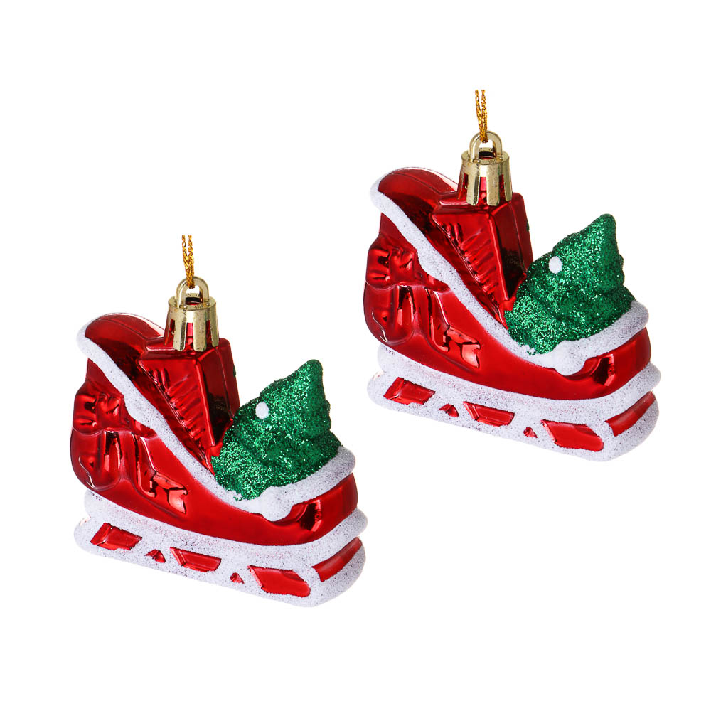 СНОУ БУМ Набор декоративных украшений "Сани" 2шт, 6,5x2,5x6,5см, пластик, арт.3, арт.№ 374-584