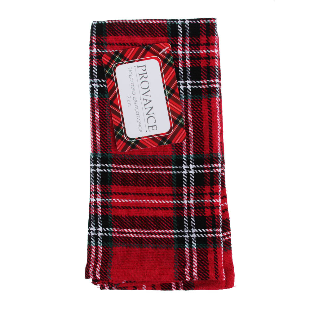 PROVANCE Шотландка Подставка декоративная, 2шт в комплекте, 40х40см, 100% хлопок, арт.№ 492-040