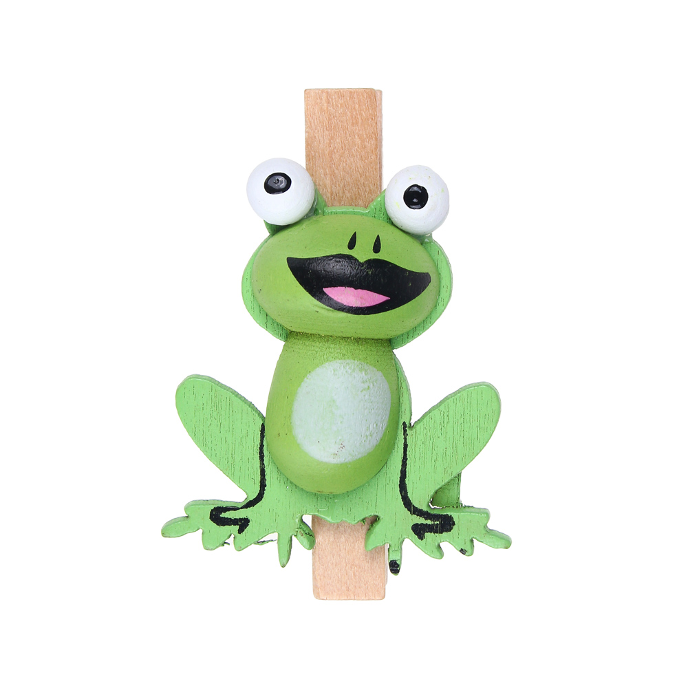 INBLOOM Набор декоративных прищепок Лягушка 6шт., 4.5см, дерево, арт.№ 153-173