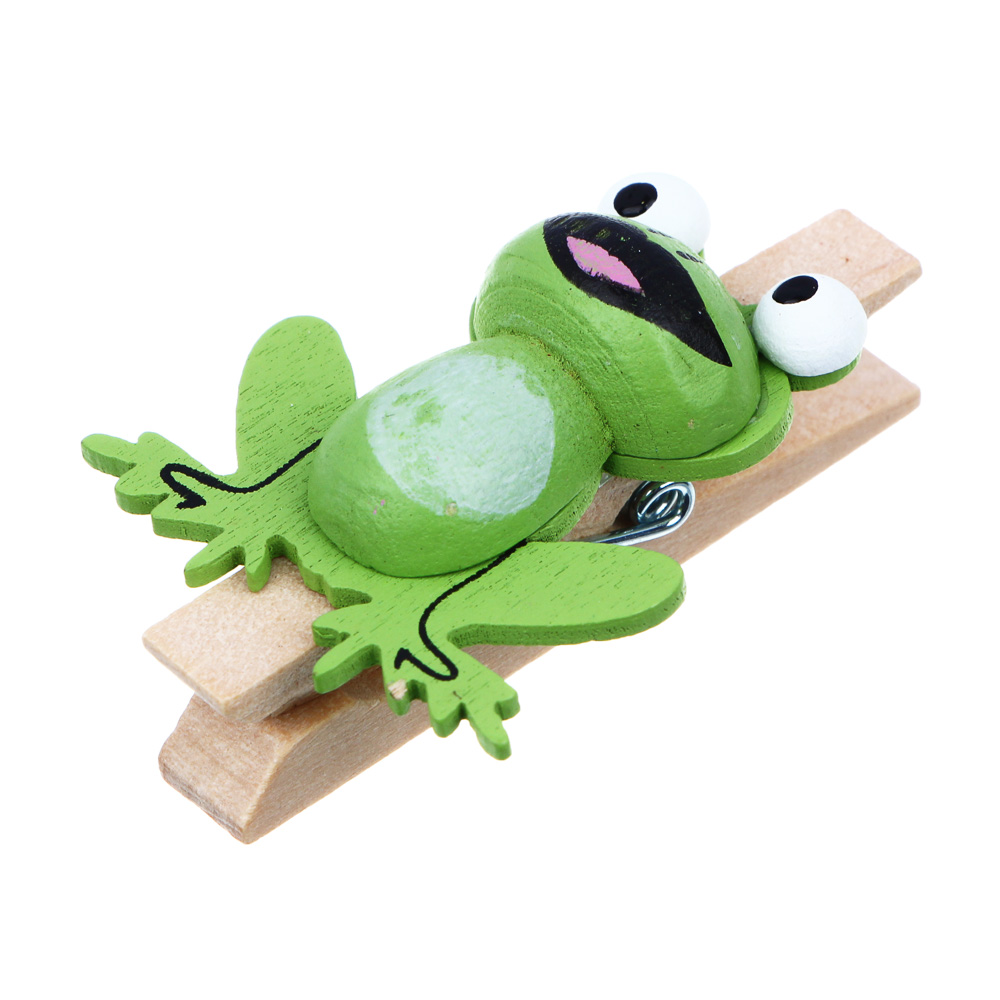 INBLOOM Набор декоративных прищепок Лягушка 6шт., 4.5см, дерево, арт.№ 153-173