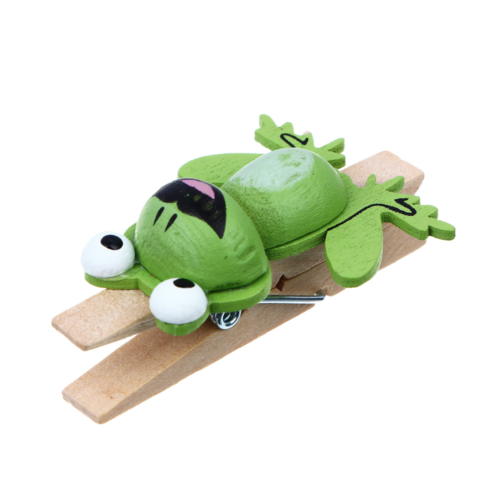 INBLOOM Набор декоративных прищепок Лягушка 6шт., 4.5см, дерево, арт.№ 153-173