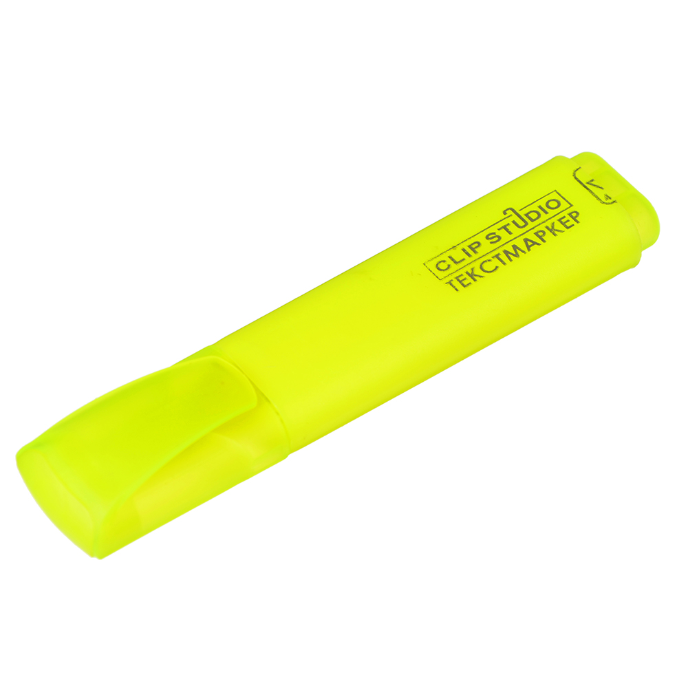 Маркер-выделитель желтый, плоский корпус, скошенный наконечник, линия 4мм, арт.№ 526-498
