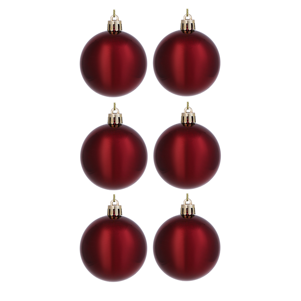 СНОУ БУМ Набор шаров 6шт 6см пластик, винный, 26-229, арт.№ 372-716