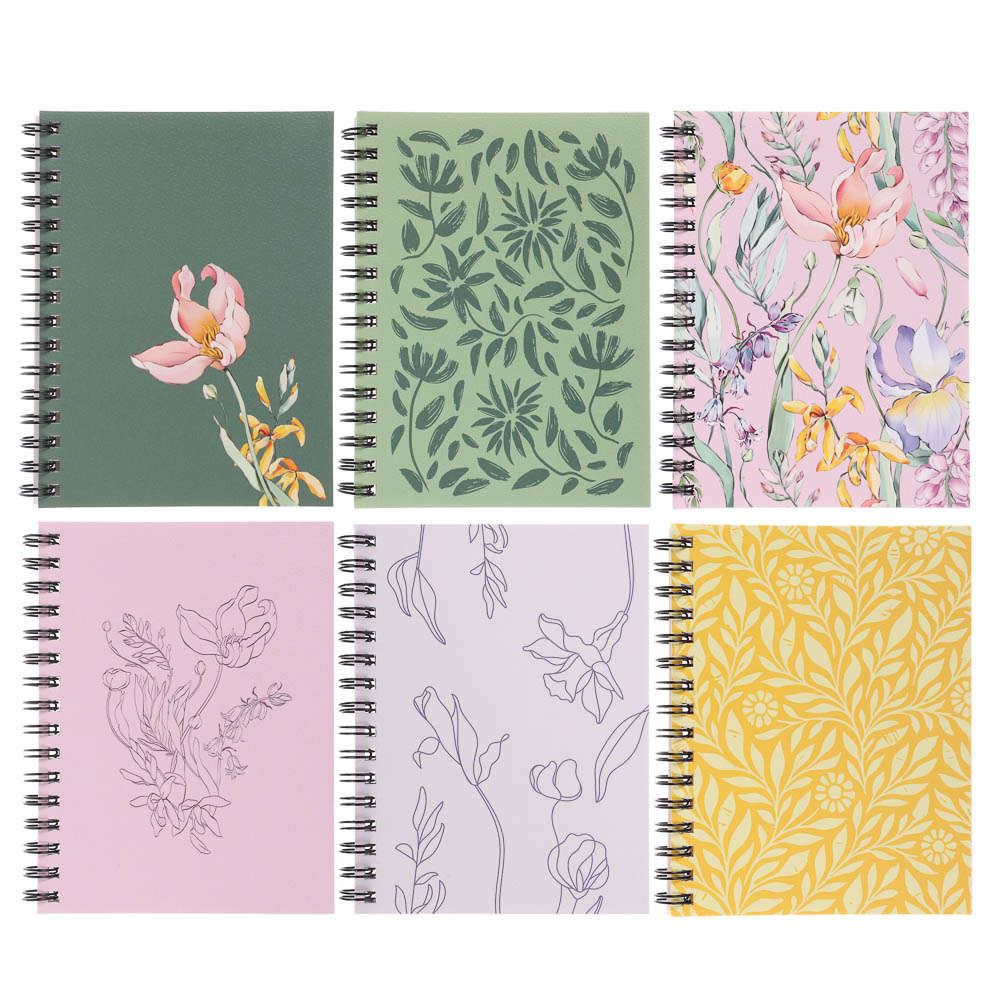 Блокнот "Botanica", 105х140 мм, 80л, клетка, мягкий переплет, спираль, в ассортим., арт.№ 540-021