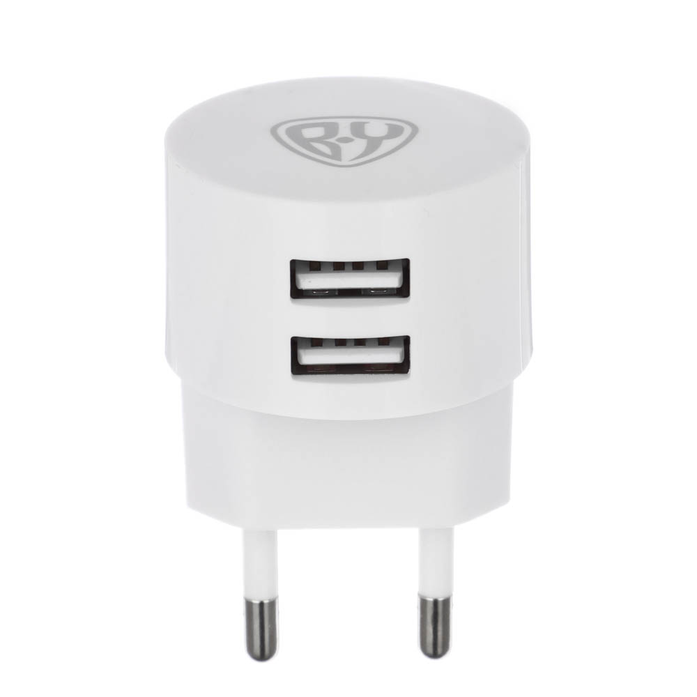 Сетевое зарядное устройство BY, 2xUSB, 2А, белый, арт.№ 916-270