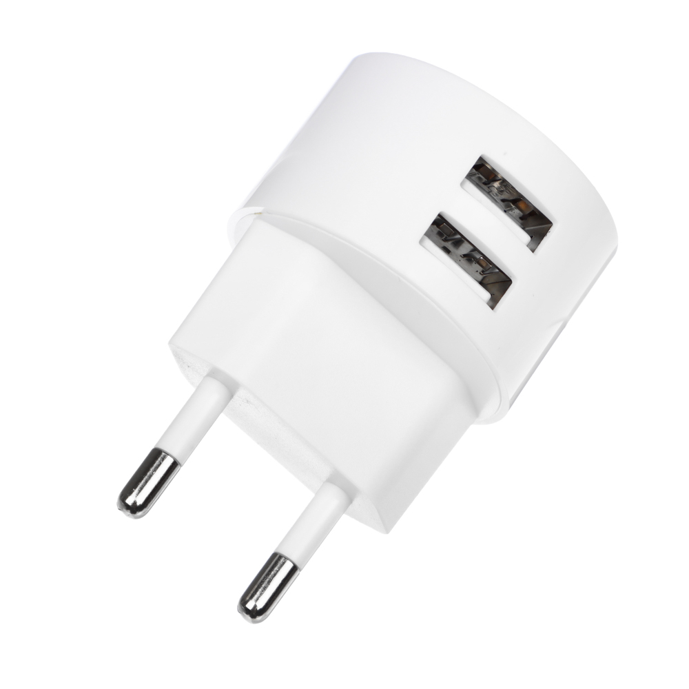 Сетевое зарядное устройство BY, 2xUSB, 2А, белый, арт.№ 916-270