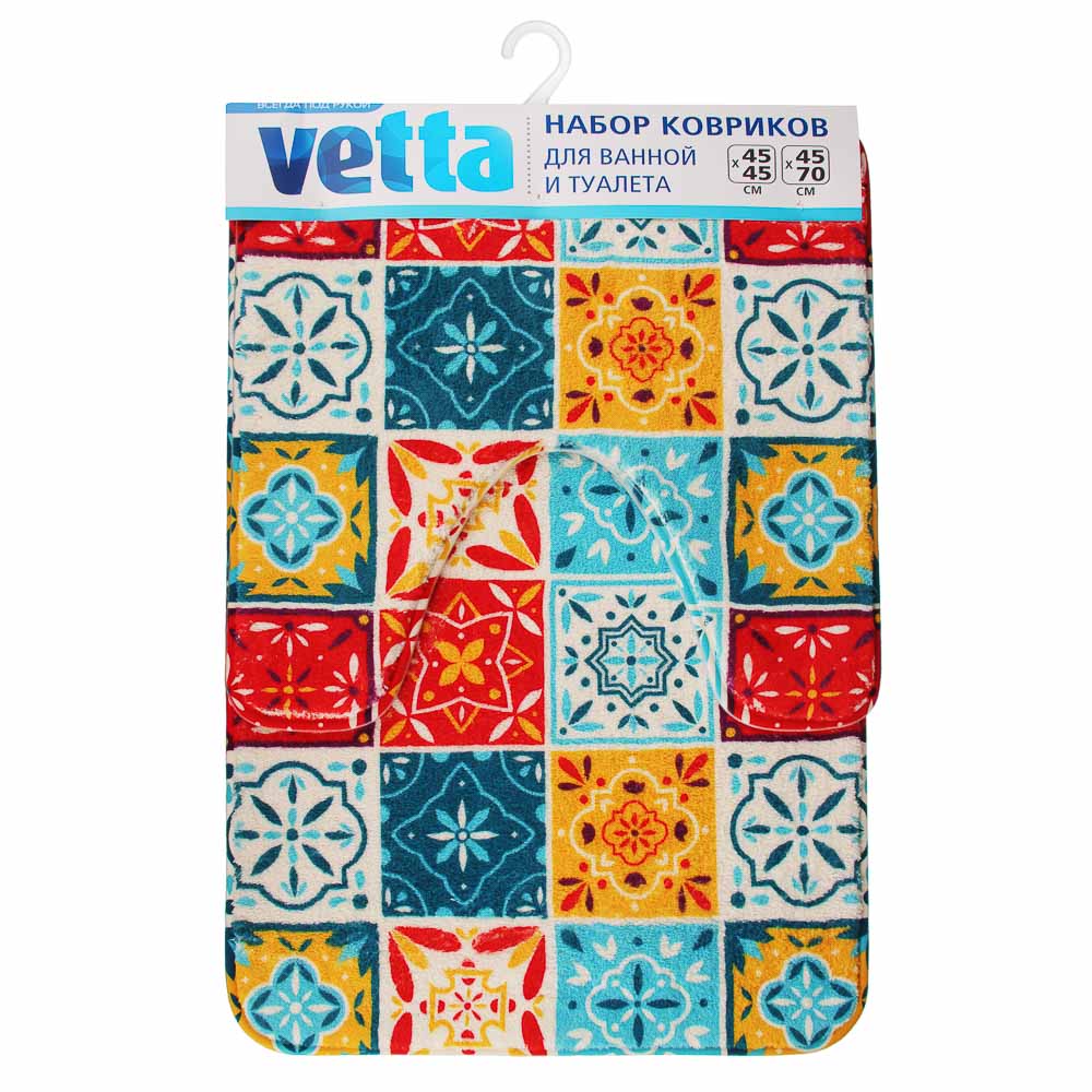 VETTA Набор ковриков для ванной и туалета, микрофибра, 45x70см + 45x45см, "Восточная сказка",4 цвета, арт.№ 462-690