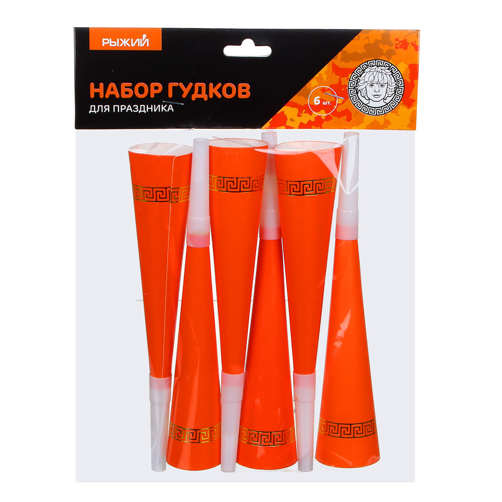 Рыжий Набор гудков праздничных 6 шт, картон, фольгирование, пластик, 20,5х3,5 см, арт.№ 512-068