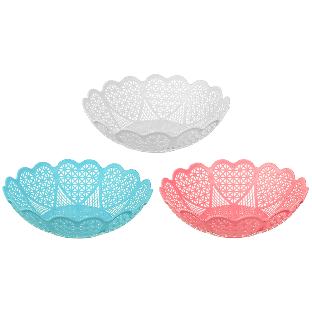 Ваза для фруктов, хлеба, 25,5х7см, полипропилен, 3 цвета, арт.№ 893-077