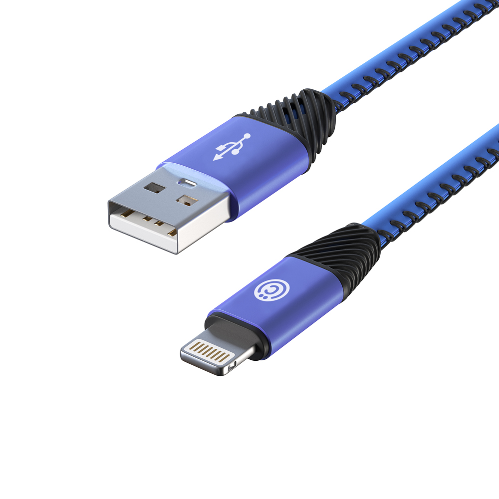 Кабель для зарядки USB(A)-iP ВСЁГАЗИН Премиум, 1м, 2А, кожаная оплётка, синий, арт.№ 931-277