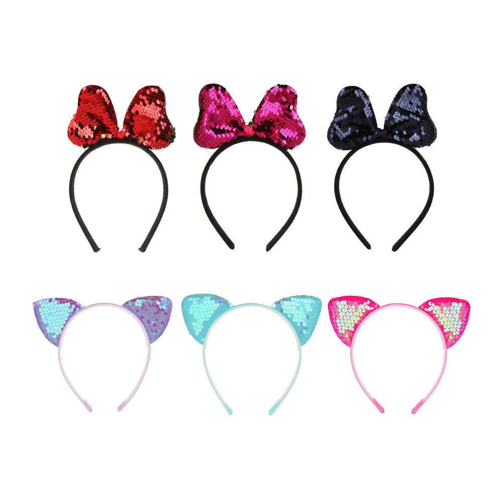 ЮНИLOOK Ободок для волос с ушками, 1-1,5см, полистирол, полиэстер, 2 дизайна, ACS-69, арт.№ 323-015