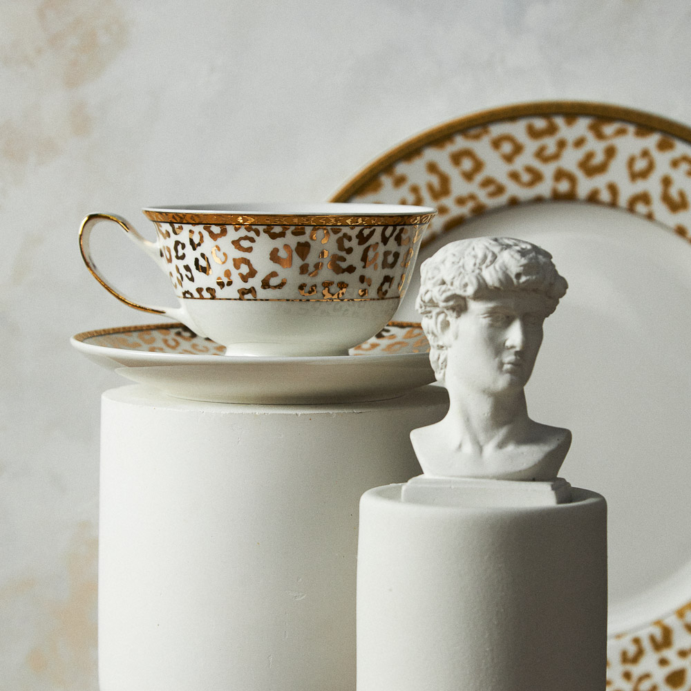 BY COLLECTION Джангл Набор чайный 2 пр., 220мл, 15см, костяной фарфор, белый, арт.№ 802-150