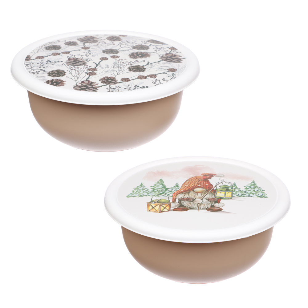 Шишки, Гном Миска с крышкой 2,1л, пластик, 2 дизайна, арт.№ 861-473