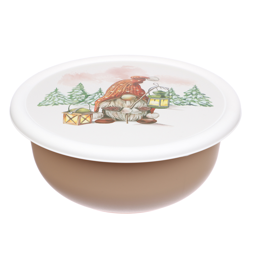 Шишки, Гном Миска с крышкой 2,1л, пластик, 2 дизайна, арт.№ 861-473