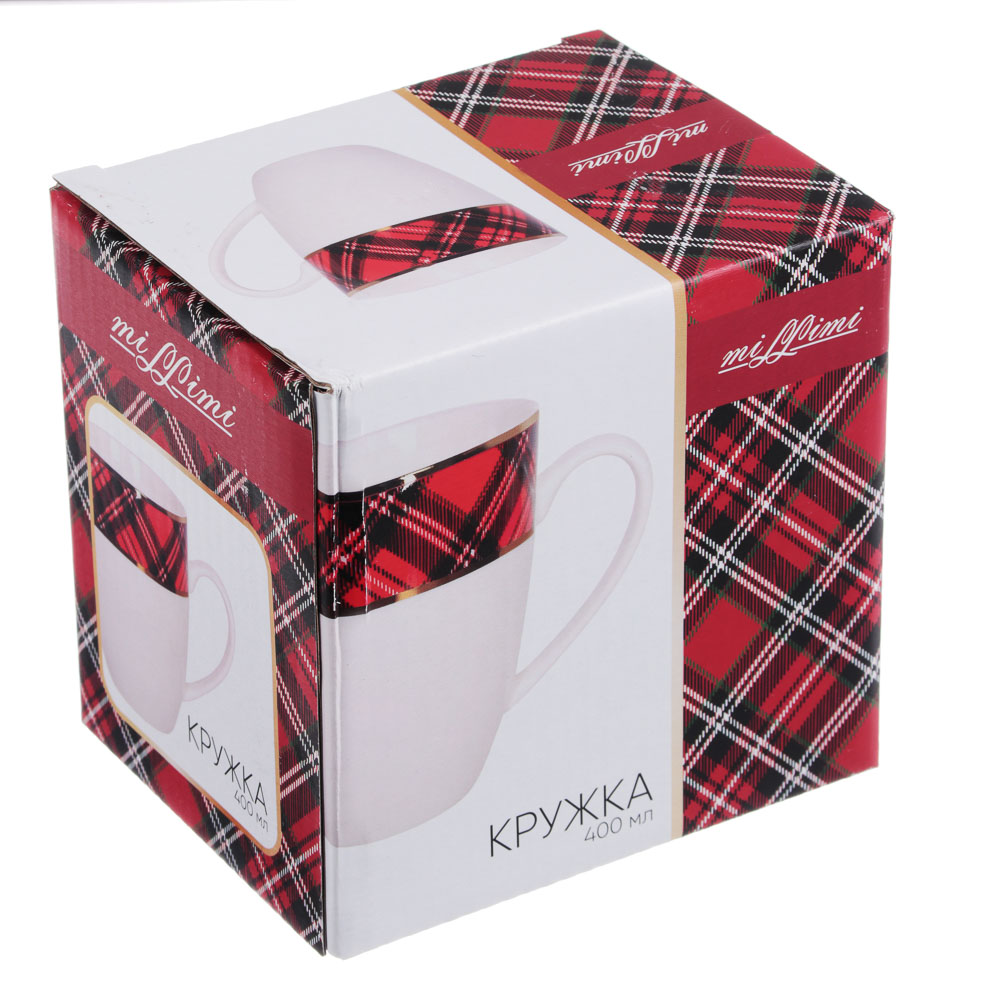 MILLIMI Шотландка Кружка 400мл, костяной фарфор, арт.№ 820-166
